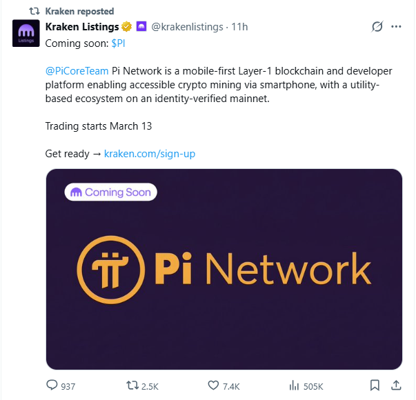 Pi Network niêm yết sàn Kraken - FED